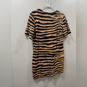 Nasty Gal Black and Gold Sequin Dress tiger stripe size 4